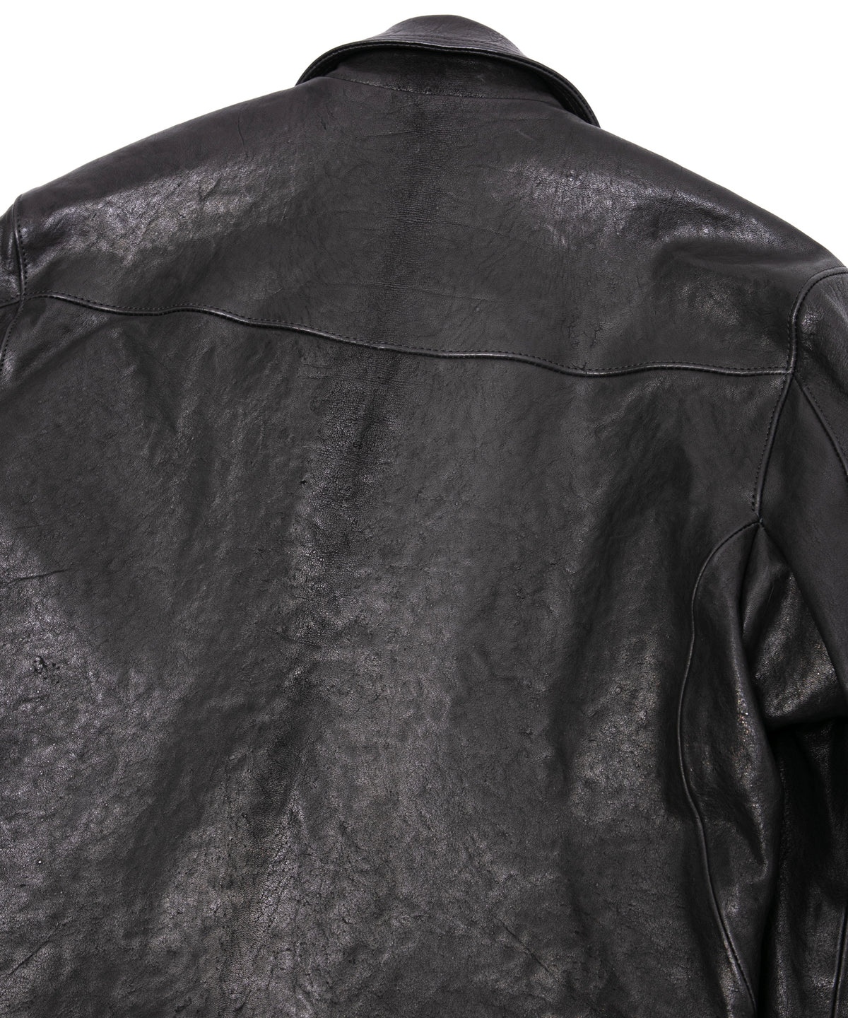 フルタンニン ピット鞣し シュリンク ホースハイド LIST ダブルライダースジャケット - BLACK