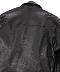 フルタンニン ピット鞣し シュリンク ホースハイド LIST ダブルライダースジャケット - BLACK