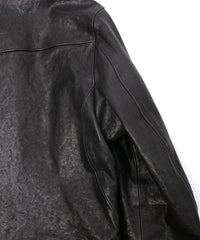 フルタンニン ピット鞣し シュリンク ホースハイド LIST ダブルライダースジャケット - BLACK