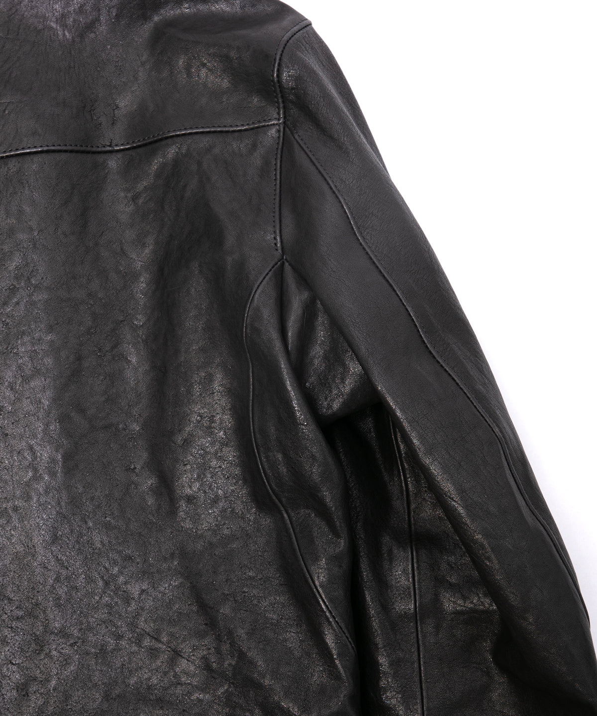 フルタンニン ピット鞣し シュリンク ホースハイド LIST ダブルライダースジャケット - BLACK