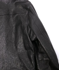 フルタンニン ピット鞣し シュリンク ホースハイド LIST ダブルライダースジャケット - BLACK