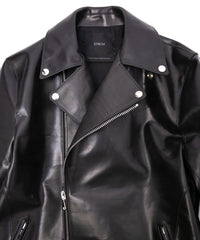 フルベジタブルタンニン鞣し ダブルショルダー TRIGGER ダブルライダースジャケット - BLACK