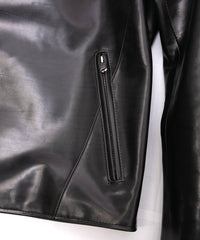 フルベジタブルタンニン鞣し ダブルショルダー TRIGGER ダブルライダースジャケット - BLACK