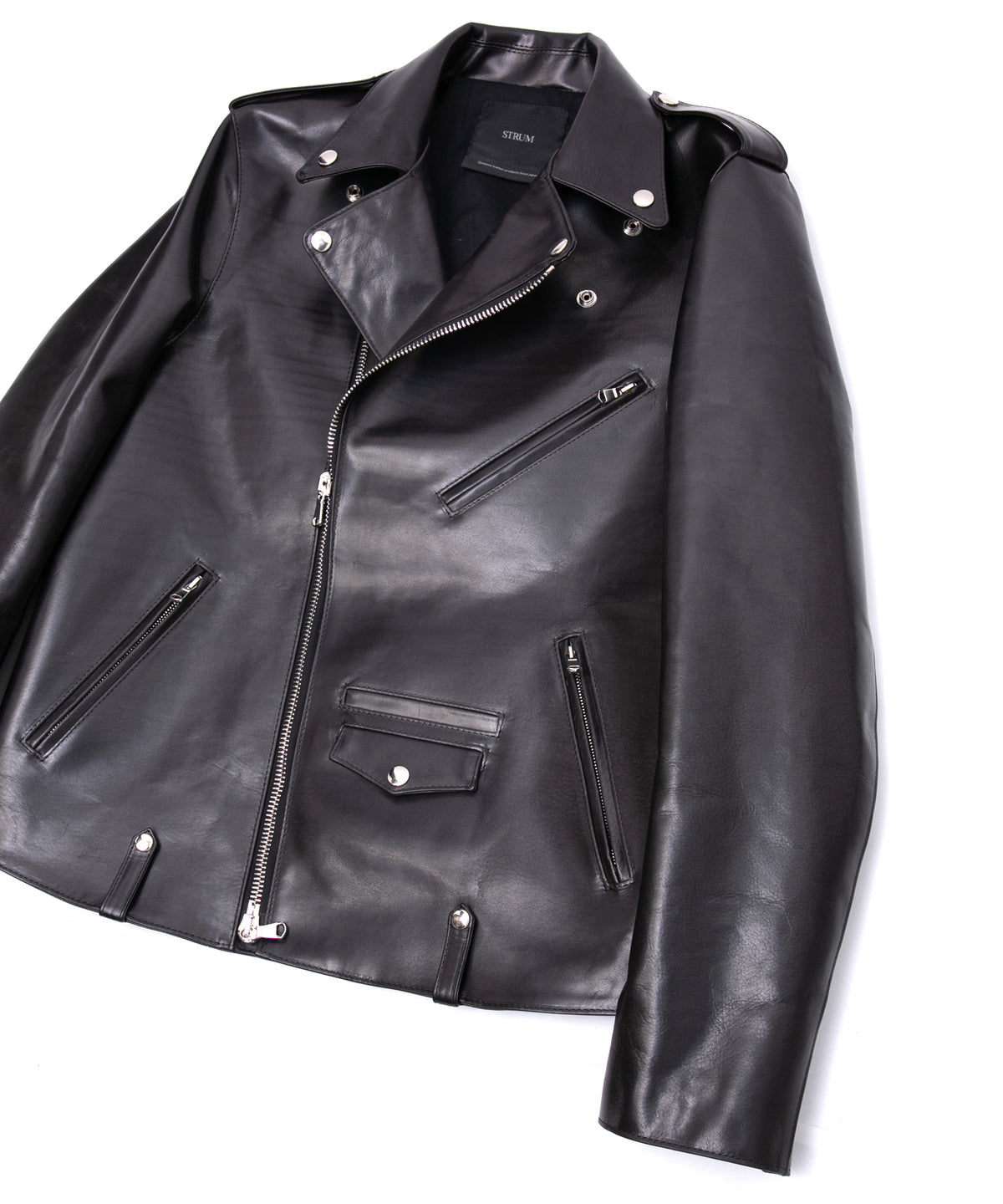 フルベジタブルタンニン鞣し ダブルショルダー JOEY ダブルライダースジャケット - BLACK