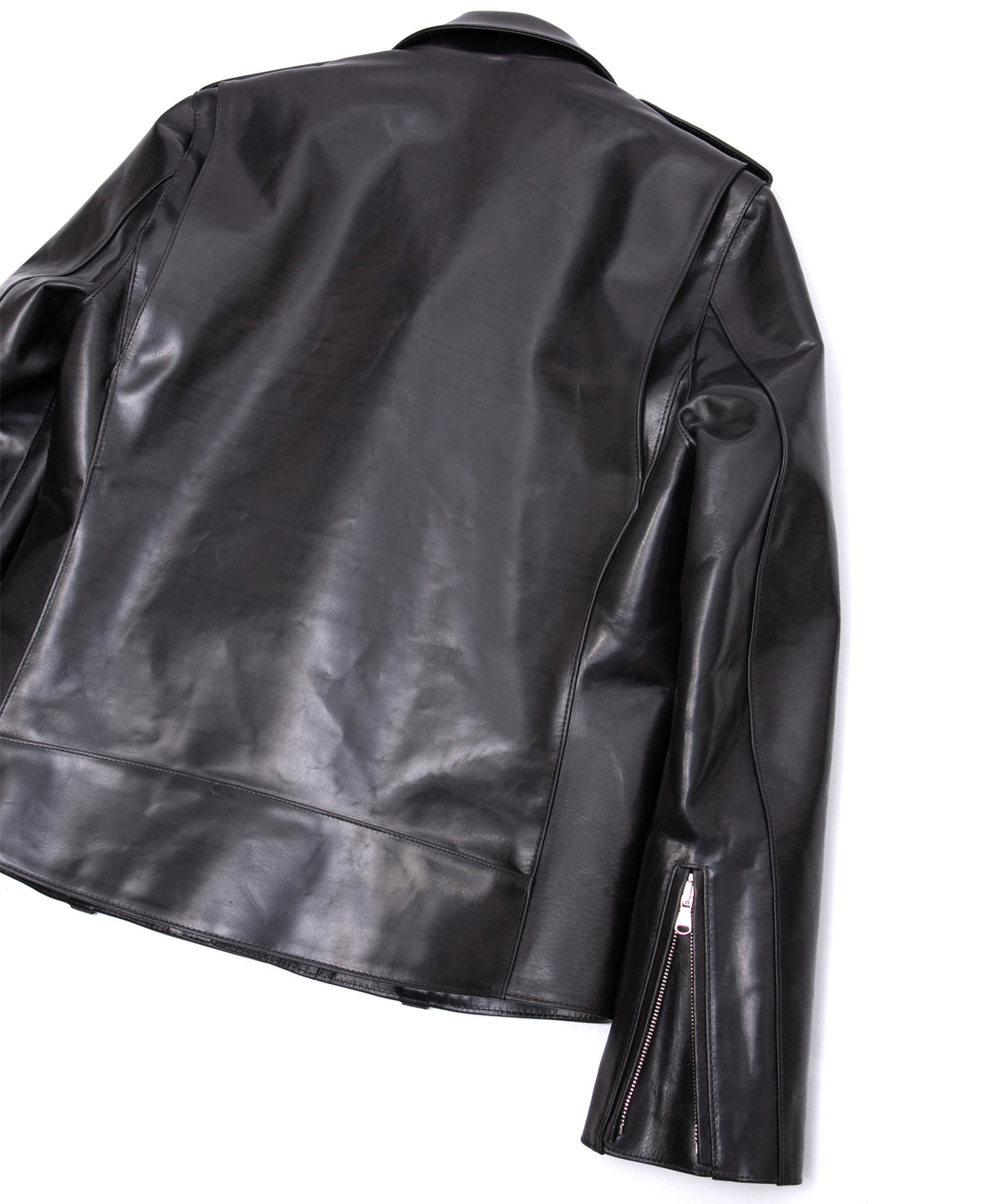 フルベジタブルタンニン鞣し ダブルショルダー JOEY ダブルライダースジャケット - BLACK