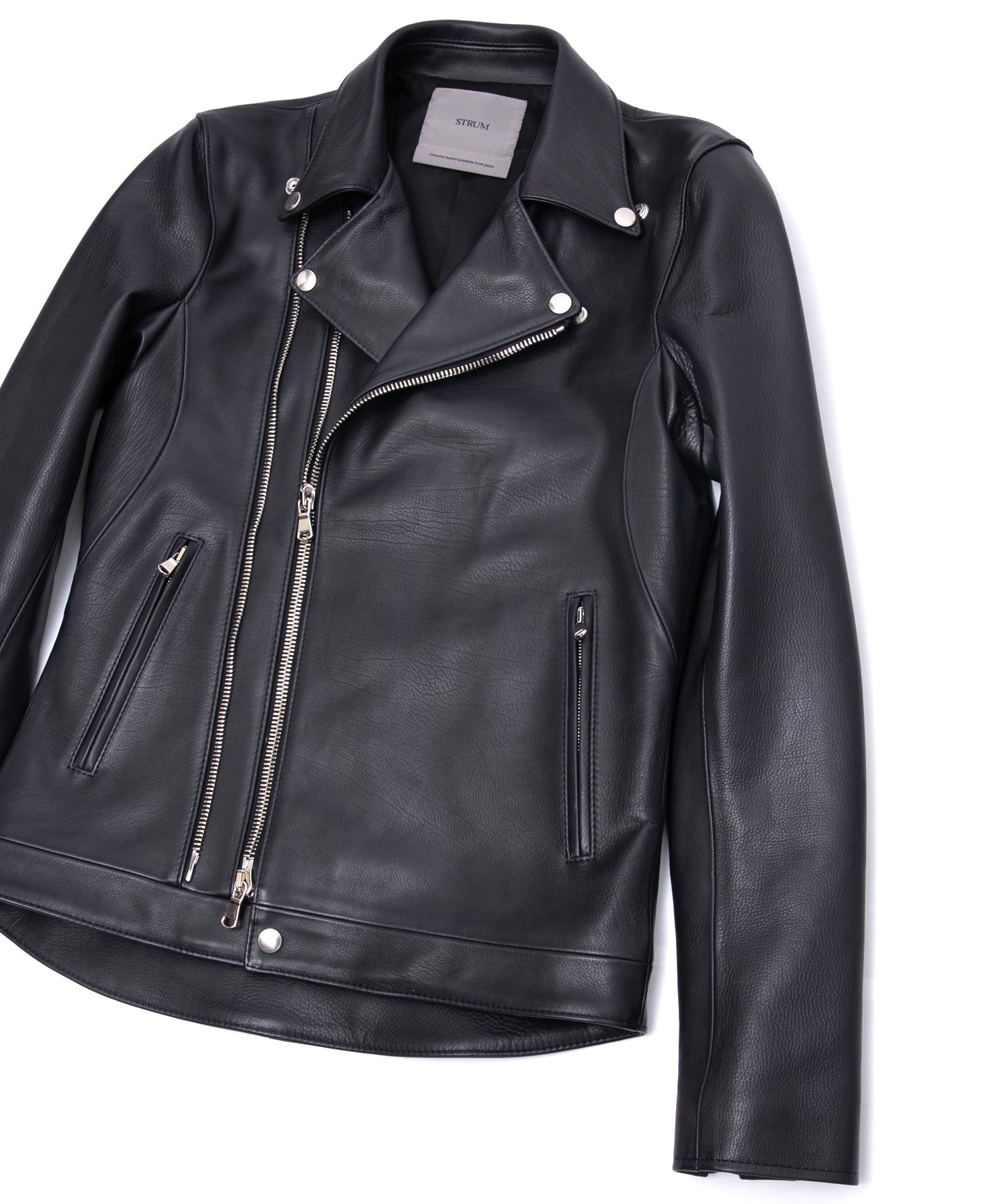 STRUM ストラム オイルカーフ RAVEN レイブン Lサイズ オイルカーフ RAVEN ダブルライダースジャケット - BLACK – STRUM OFFICIAL