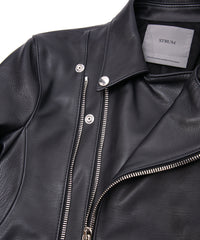 Oil Calfskin RAVEN Double Riders - BLACK