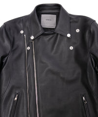 オイルカーフ RAVEN ダブルライダースジャケット - BLACK