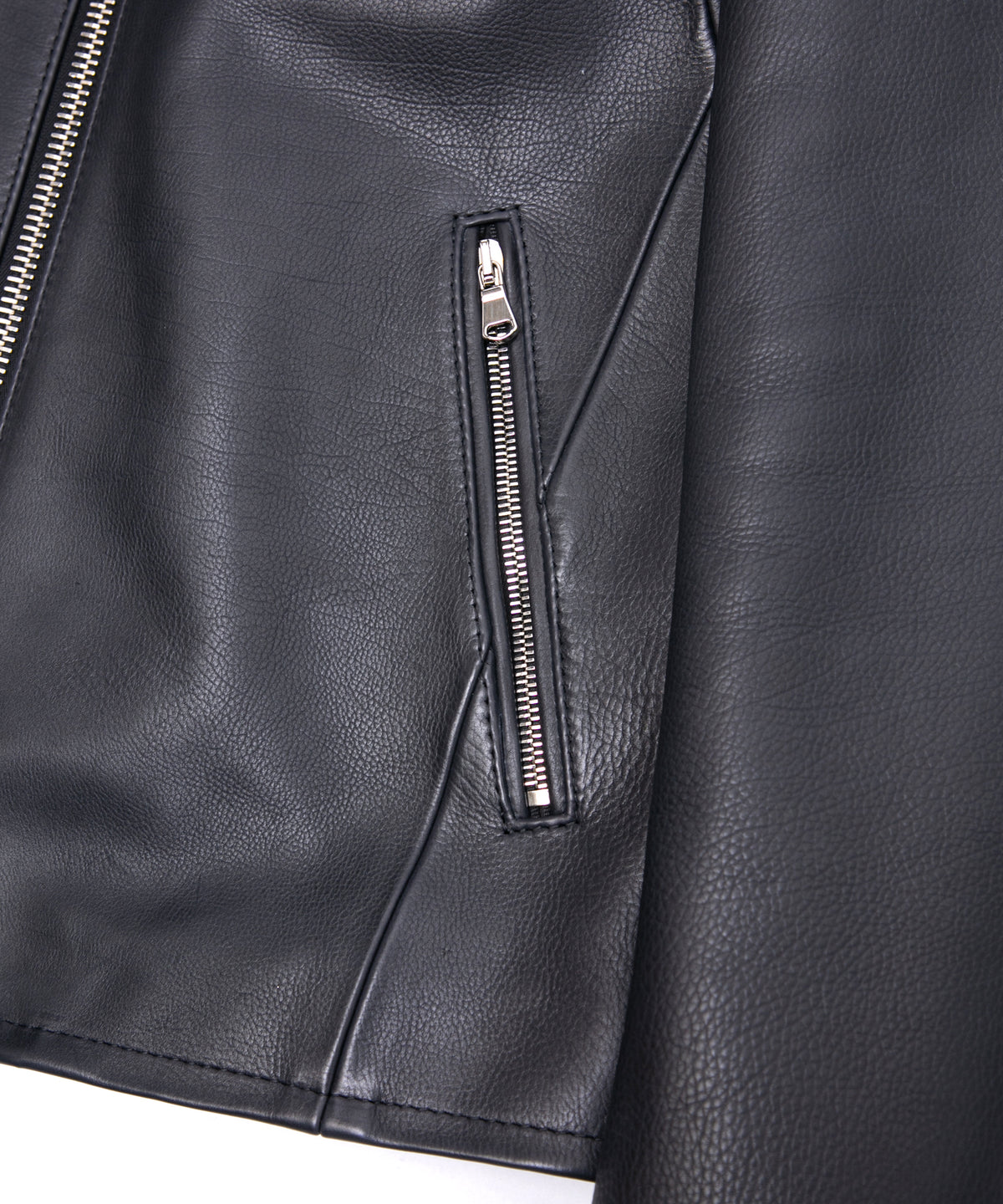 オイルカーフ SLATER シングルライダースジャケット - BLACK