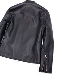 オイルカーフ SLATER シングルライダースジャケット - BLACK