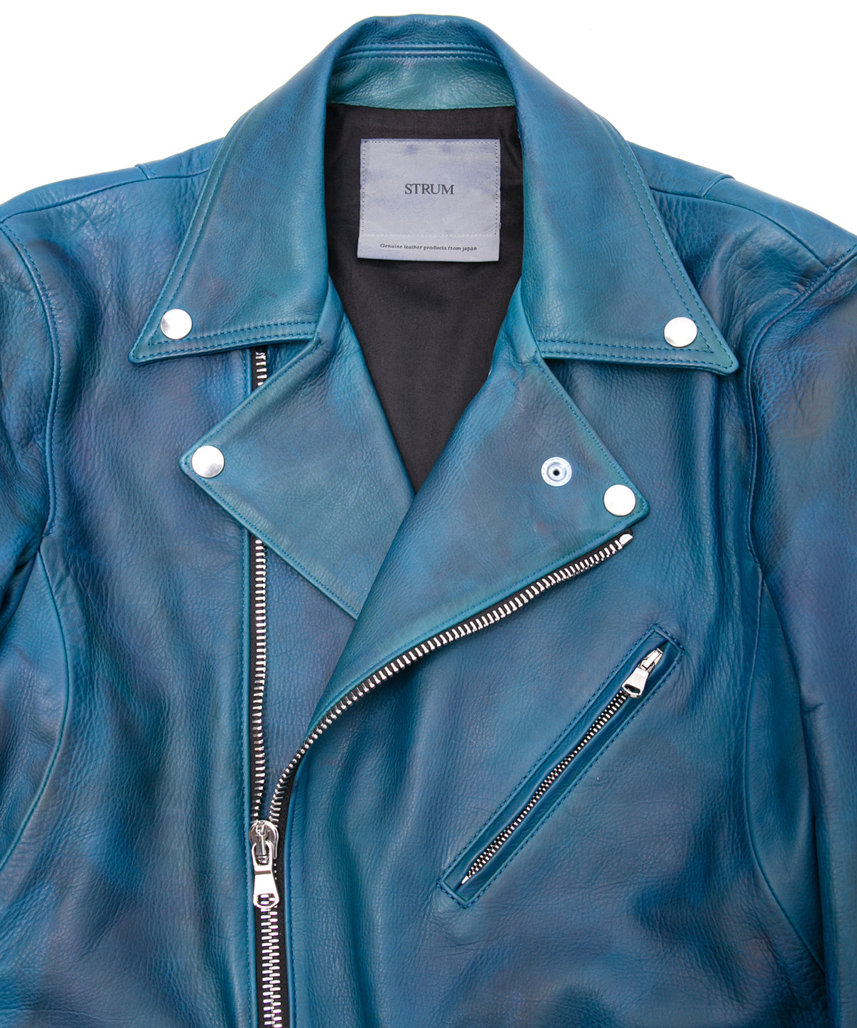 Hybrid Vegetable Tanned Calfskin Garment Burning Dyed SPEEDER Double Riders - DARK VIRIDIAN