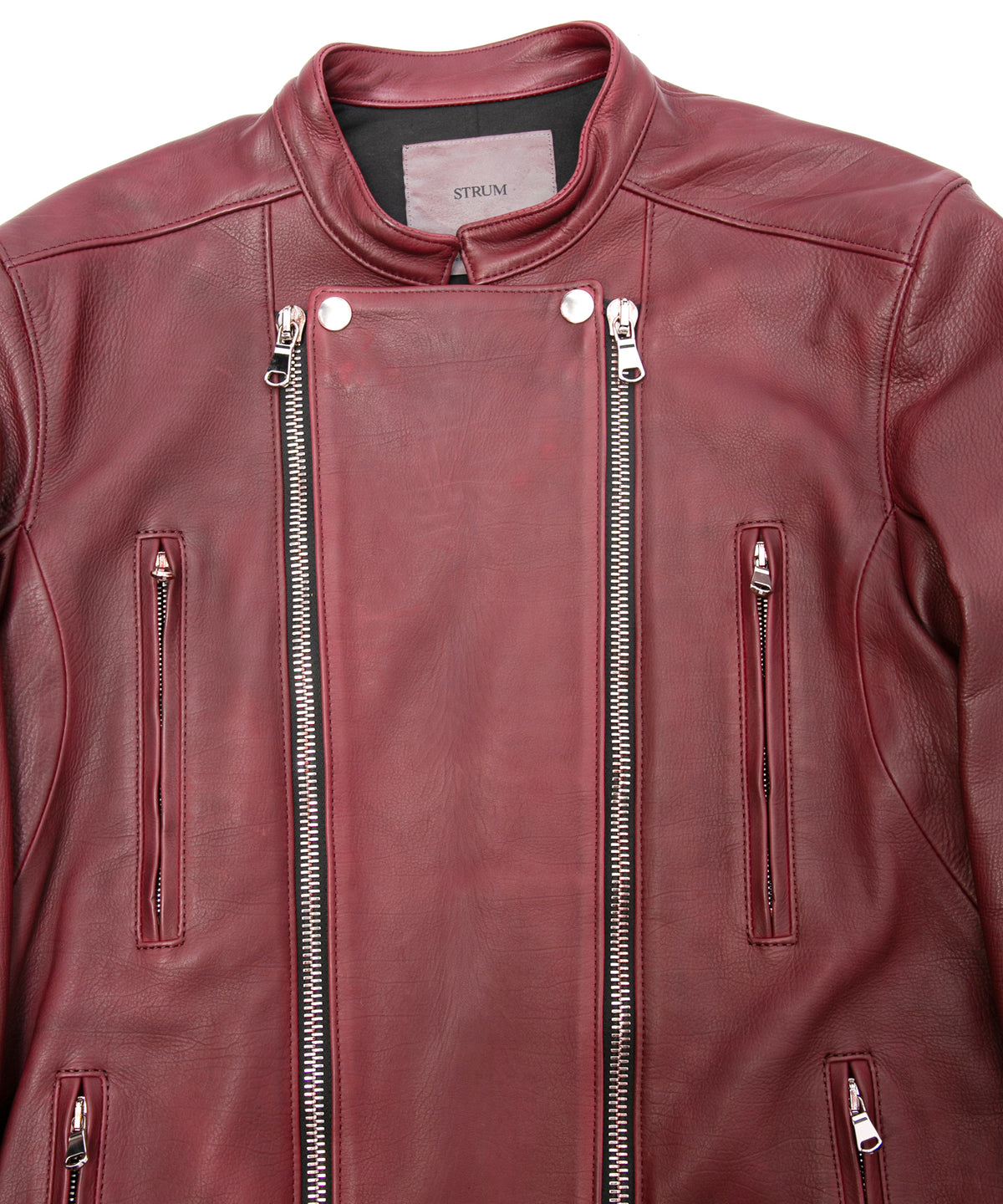 ハイブリッド タンニン鞣し カーフスキン Burning Dyed（燃焼製品染め）GHOST ダブルライダースジャケット- BURN RED