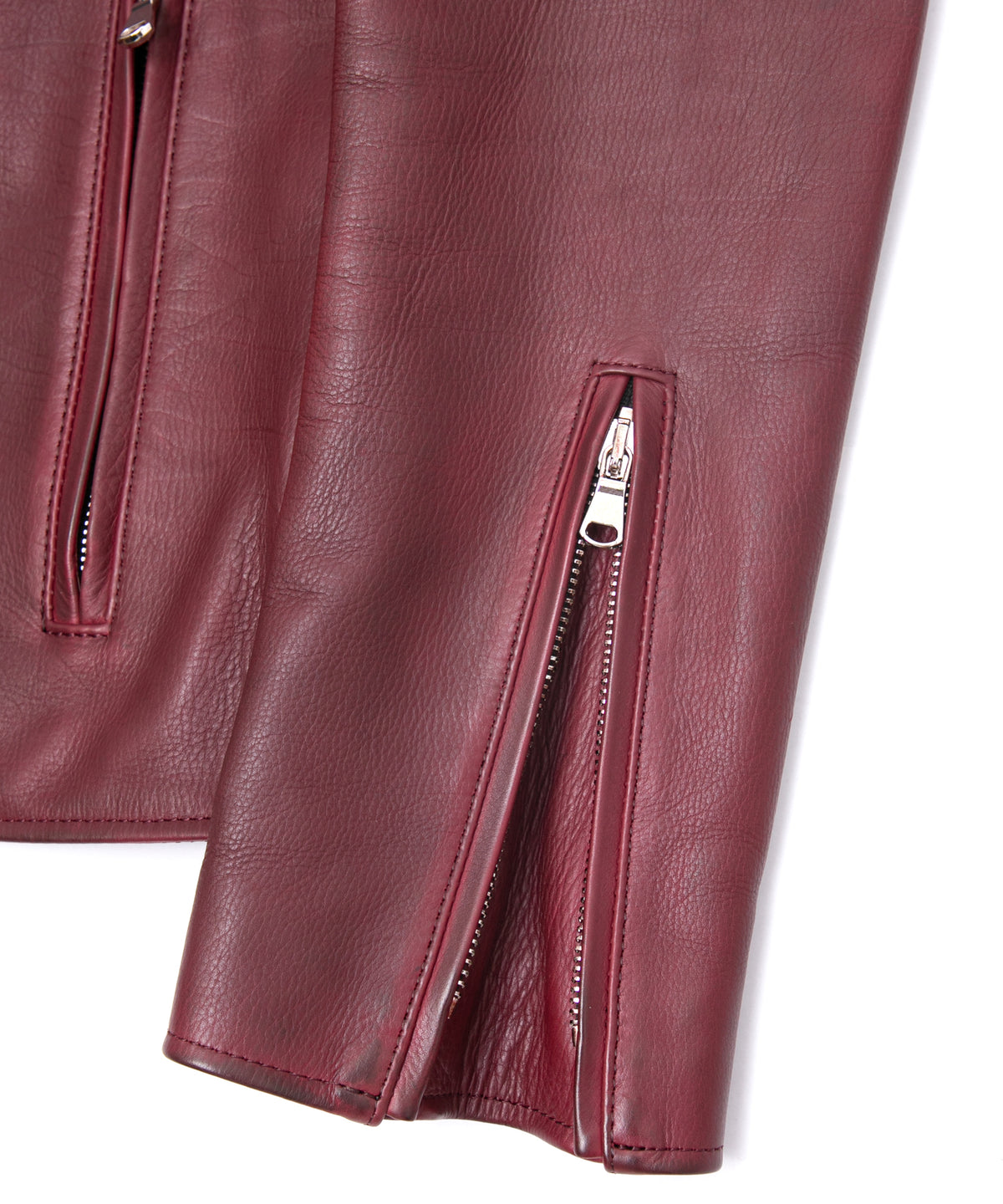 ハイブリッド タンニン鞣し カーフスキン Burning Dyed（燃焼製品染め）GHOST ダブルライダースジャケット- BURN RED