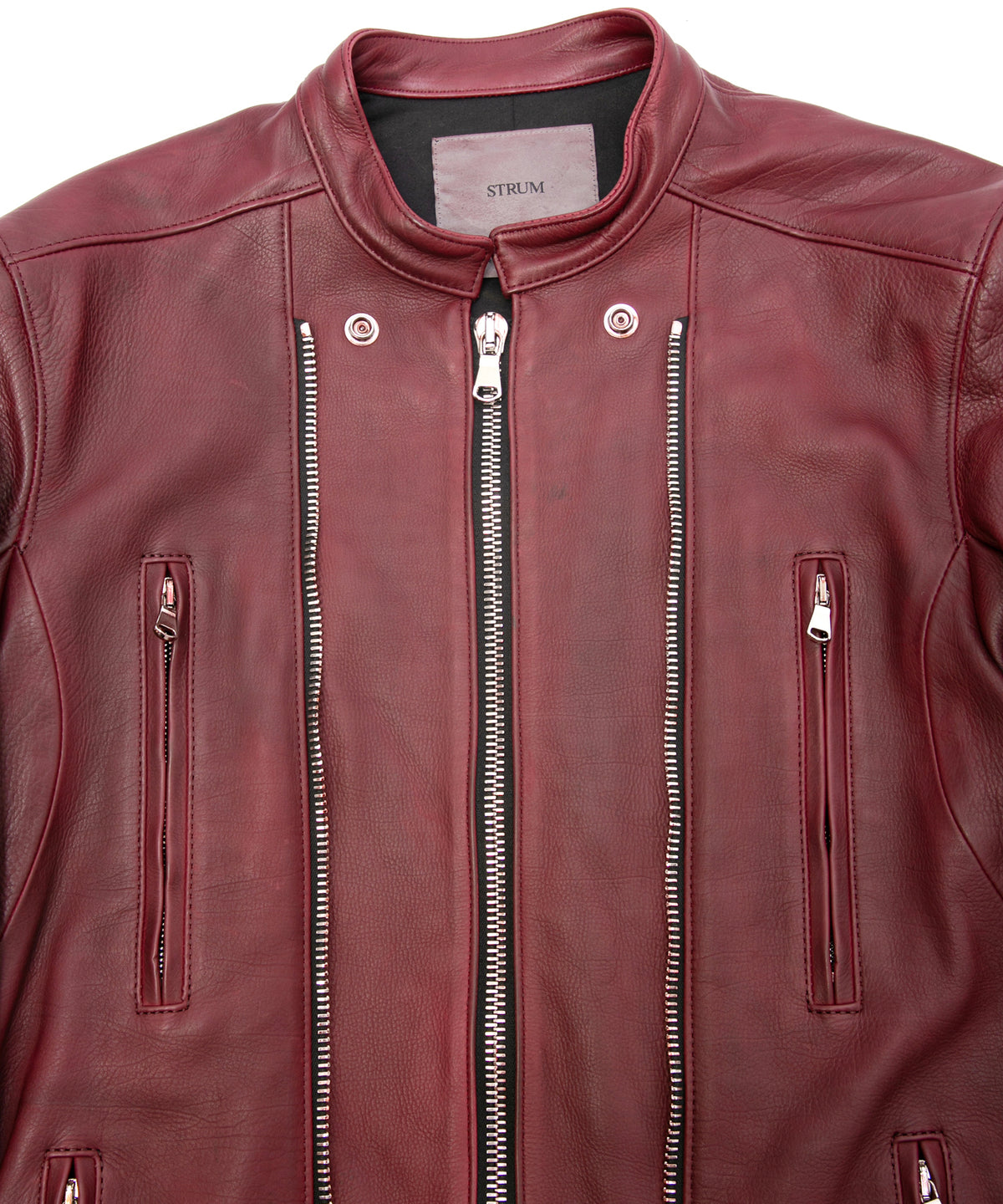 ハイブリッド タンニン鞣し カーフスキン Burning Dyed（燃焼製品染め）GHOST ダブルライダースジャケット- BURN RED