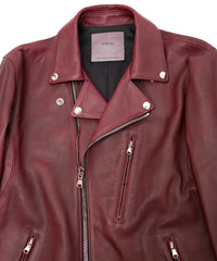 ハイブリッド タンニン鞣し カーフスキン Burning Dyed（燃焼製品染め）KAI ダブルライダースジャケット- BURN RED