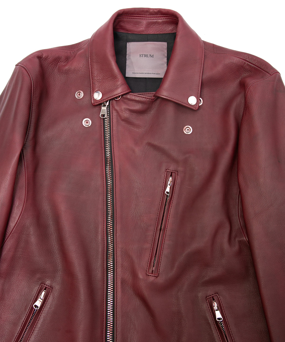 ハイブリッド タンニン鞣し カーフスキン Burning Dyed（燃焼製品染め）KAI ダブルライダースジャケット- BURN RED