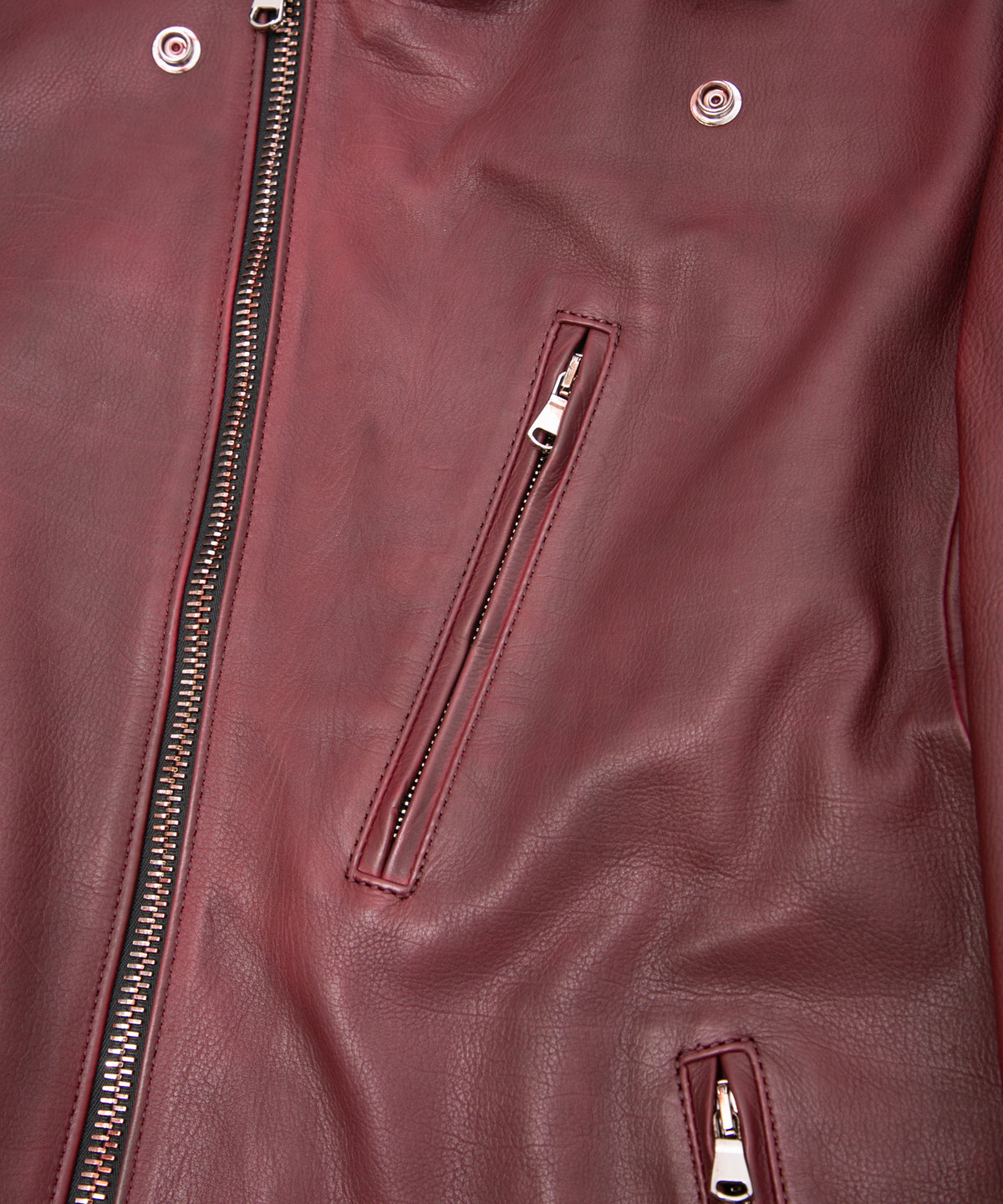 ハイブリッド タンニン鞣し カーフスキン Burning Dyed（燃焼製品染め）KAI ダブルライダースジャケット- BURN RED