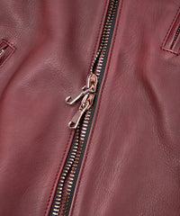 ハイブリッド タンニン鞣し カーフスキン Burning Dyed（燃焼製品染め）KAI ダブルライダースジャケット- BURN RED