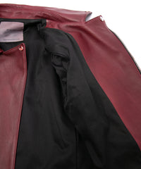 ハイブリッド タンニン鞣し カーフスキン Burning Dyed（燃焼製品染め）KAI ダブルライダースジャケット- BURN RED