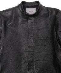 フルベジタブルタンニン鞣し シュリンク イタリアン ダブルショルダー JUDE シングルライダースジャケット - BLACK