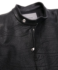 フルベジタブルタンニン鞣し シュリンク イタリアン ダブルショルダー JUDE シングルライダースジャケット - BLACK