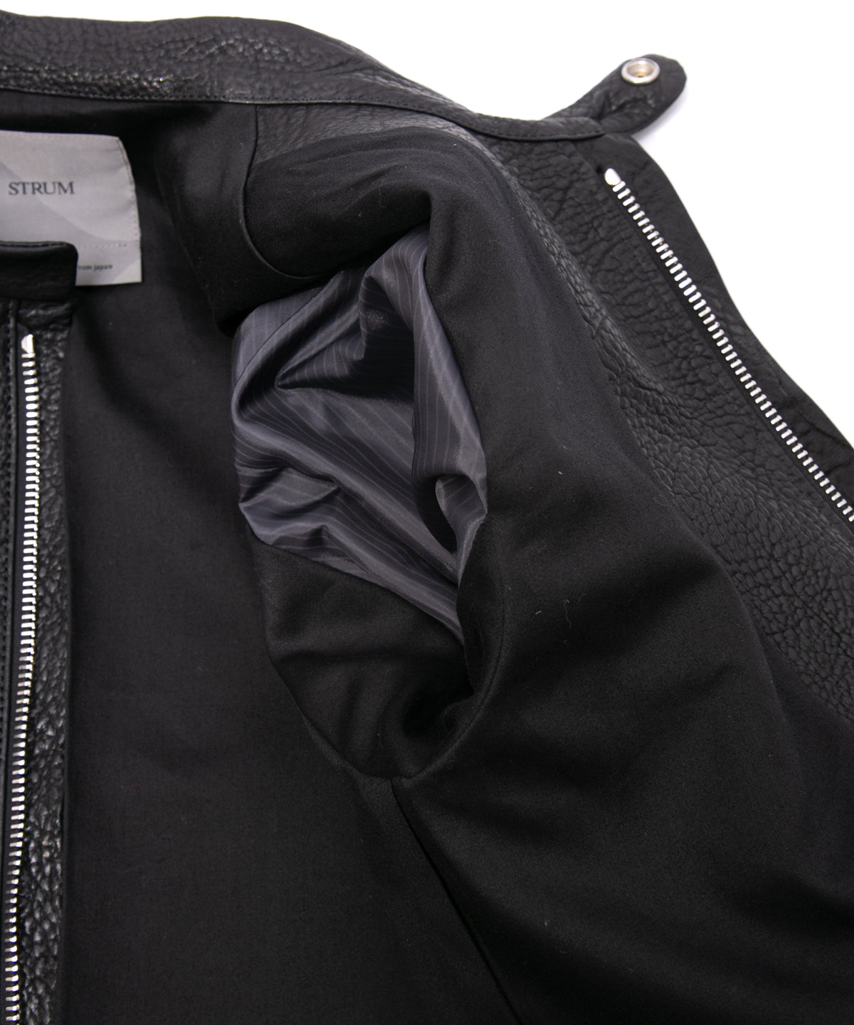 フルベジタブルタンニン鞣し シュリンク イタリアン ダブルショルダー JUDE シングルライダースジャケット - BLACK