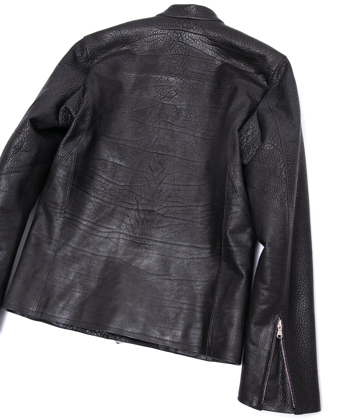 フルベジタブルタンニン鞣し シュリンク イタリアン ダブルショルダー JUDE シングルライダースジャケット - BLACK