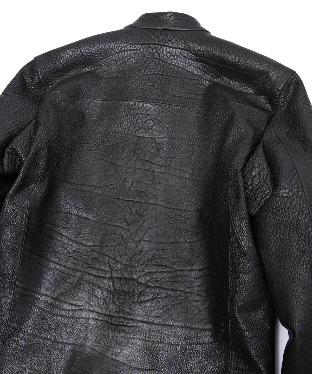 フルベジタブルタンニン鞣し シュリンク イタリアン ダブルショルダー JUDE シングルライダースジャケット - BLACK