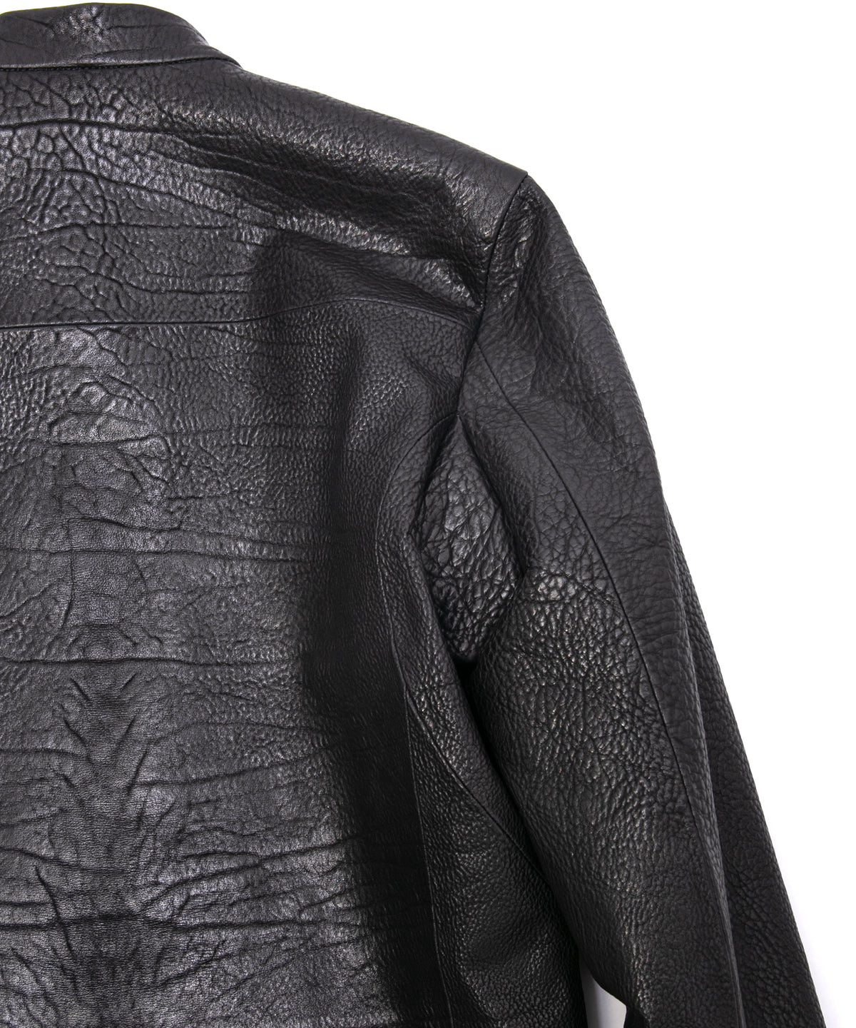 フルベジタブルタンニン鞣し シュリンク イタリアン ダブルショルダー JUDE シングルライダースジャケット - BLACK