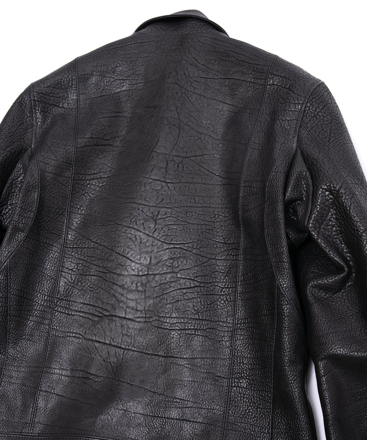 フルベジタブルタンニン鞣し シュリンク イタリアン ダブルショルダー HI-FLYER Grande Fit ダブルライダースジャケット - BLACK