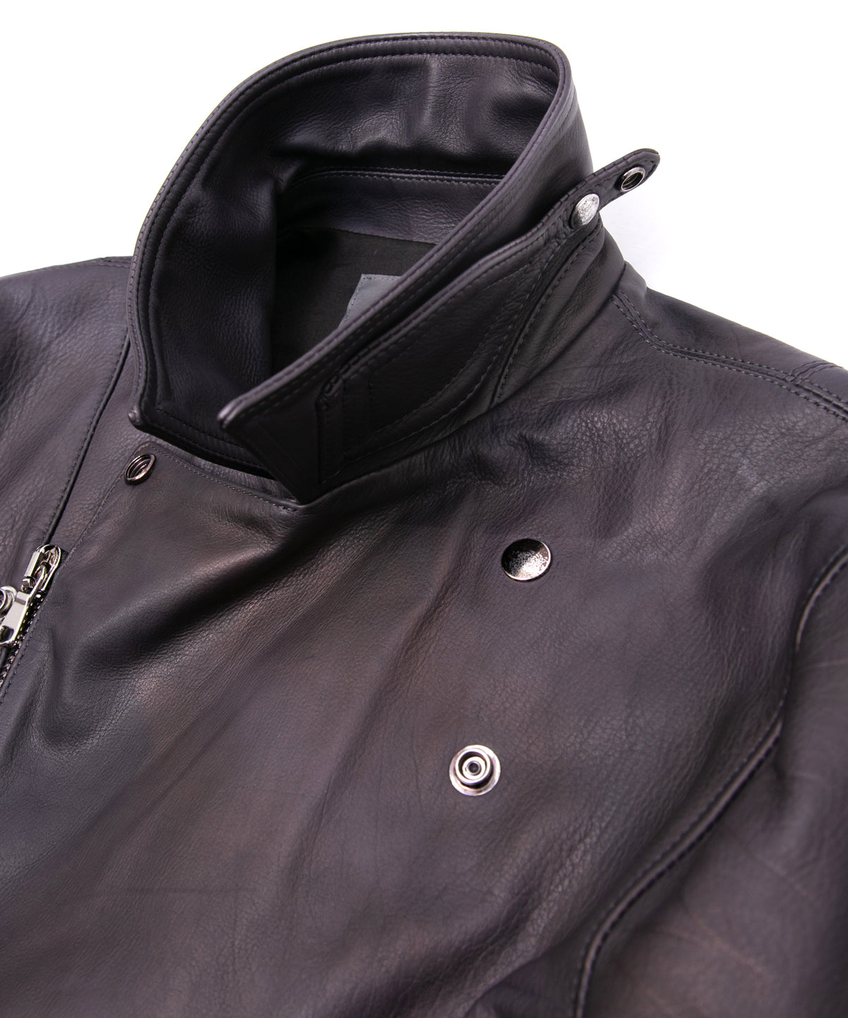 Hybrid Vegetable Tanned Calfskin Garment Burning Dyed HI-FLYER Grande Fit Double Riders - GRAPHITE GRAY