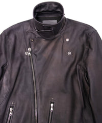Hybrid Vegetable Tanned Calfskin Garment Burning Dyed HI-FLYER Grande Fit Double Riders - GRAPHITE GRAY