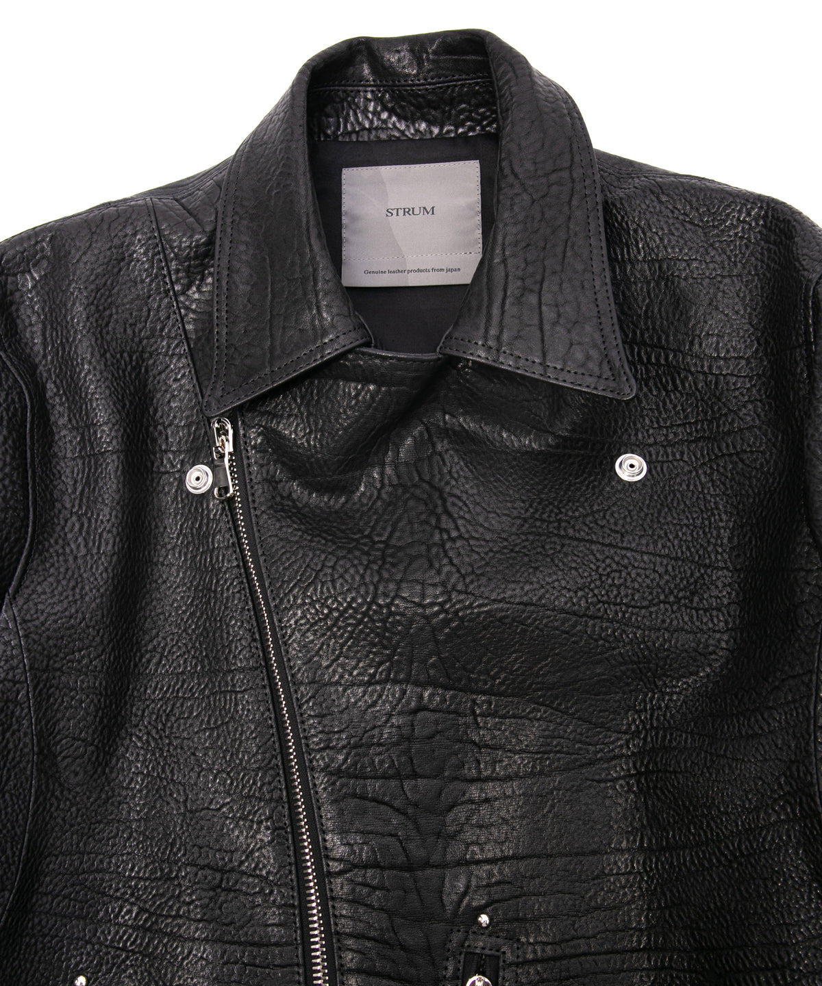 フルベジタブルタンニン鞣し シュリンク イタリアン ダブルショルダー HI-FLYER ダブルライダースジャケット - BLACK