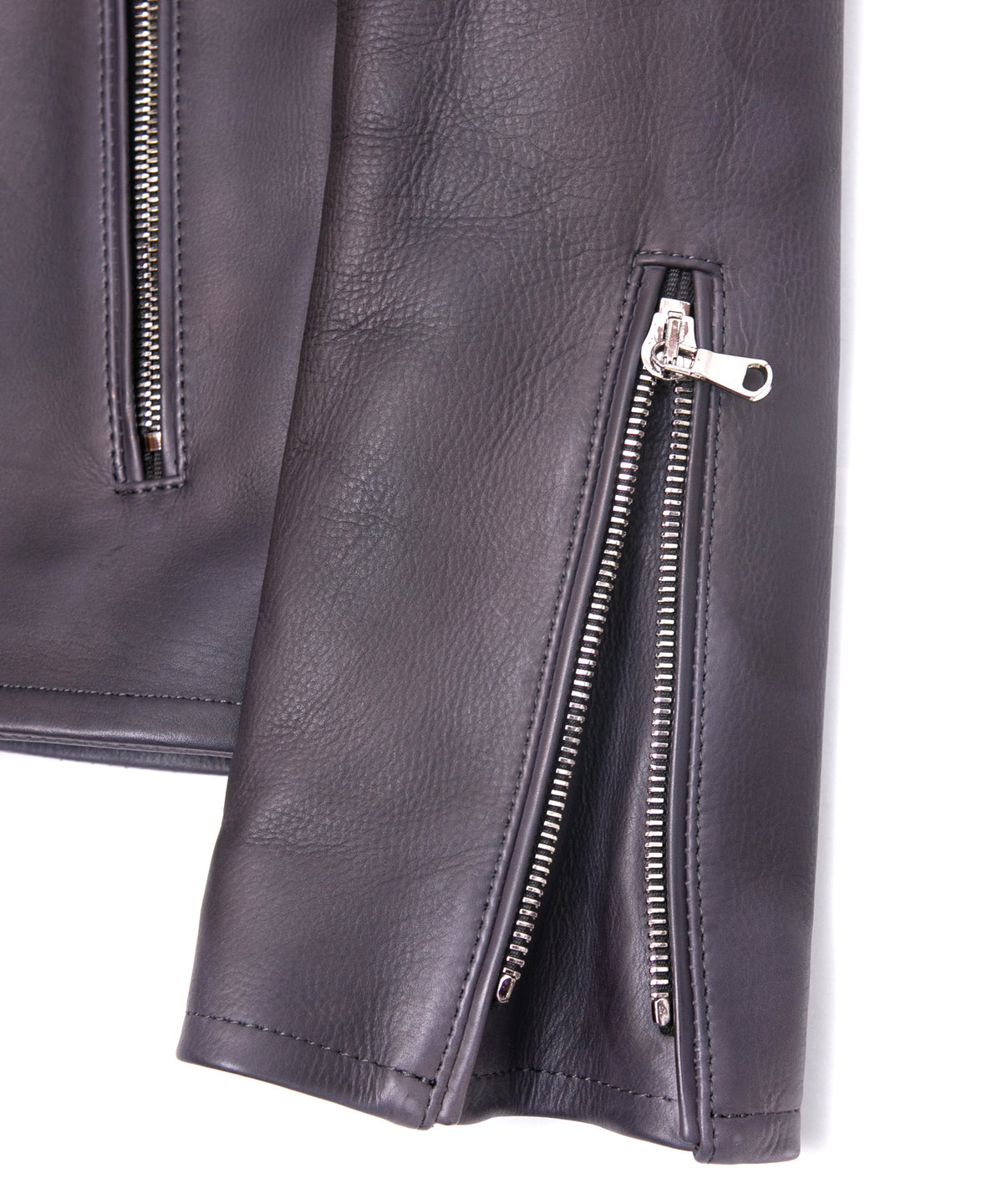 Hybrid Vegetable Tanned Calfskin Garment Burning Dyed ELEVEN Semi Double Riders - GRAPHITE GRAY