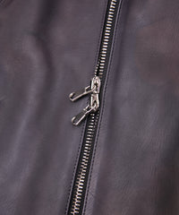 Hybrid Vegetable Tanned Calfskin Garment Burning Dyed ELEVEN Semi Double Riders - GRAPHITE GRAY