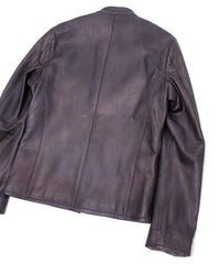 Hybrid Vegetable Tanned Calfskin Garment Burning Dyed ELEVEN Semi Double Riders - GRAPHITE GRAY
