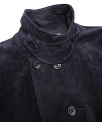 ジャパン カーフスエード ROY バイカーロングコート - DARK PURPLE