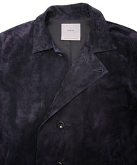 ジャパン カーフスエード ROY バイカーロングコート - DARK PURPLE