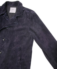 ジャパン カーフスエード ROY バイカーロングコート - DARK PURPLE