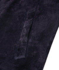 ジャパン カーフスエード ROY バイカーロングコート - DARK PURPLE