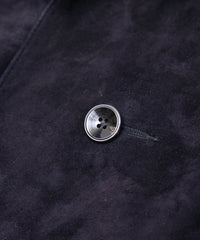 ジャパン カーフスエード ROY バイカーロングコート - DARK PURPLE