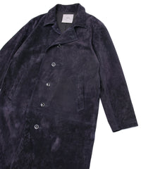 ジャパン カーフスエード ROY バイカーロングコート - DARK PURPLE