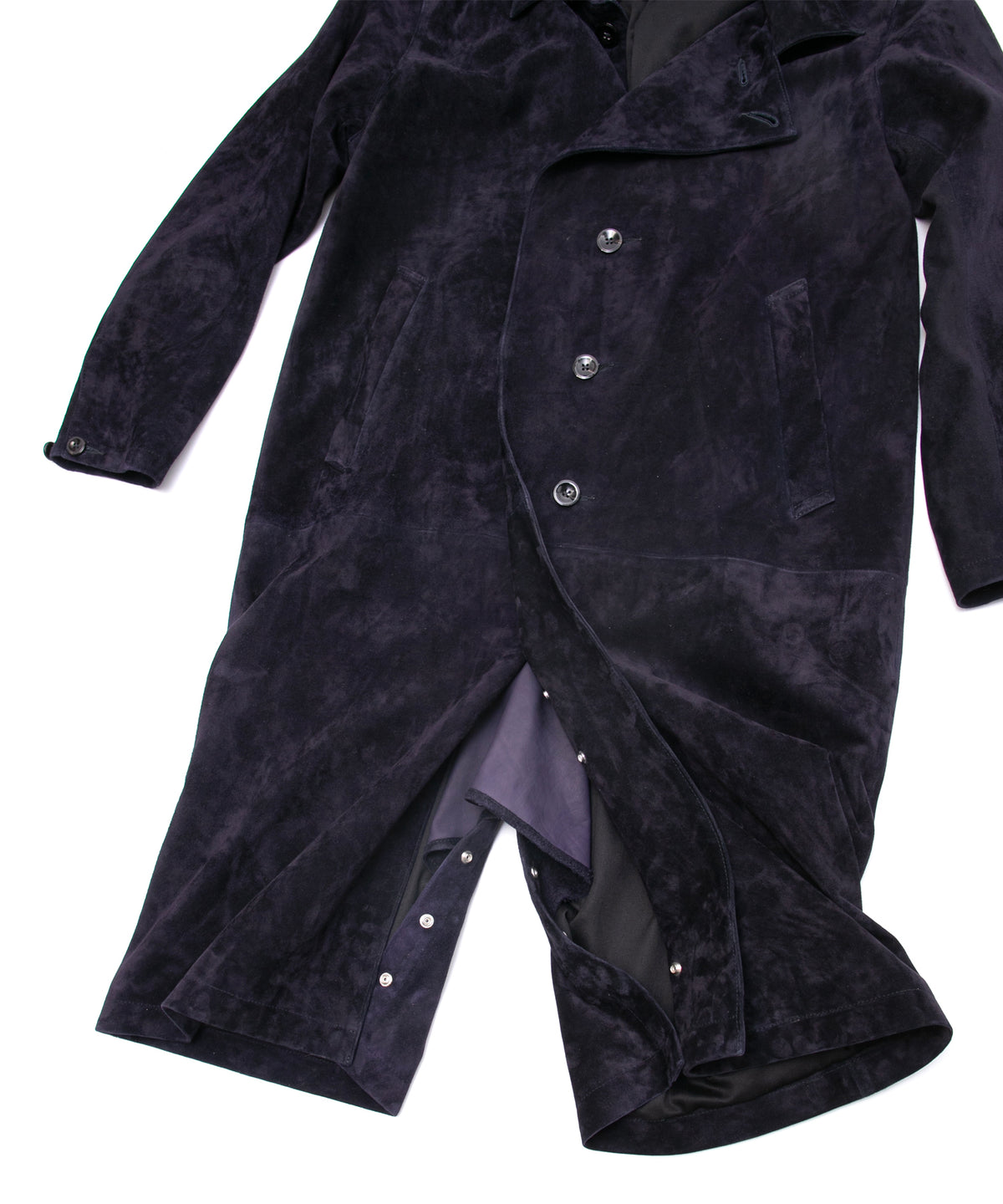 ジャパン カーフスエード ROY バイカーロングコート - DARK PURPLE