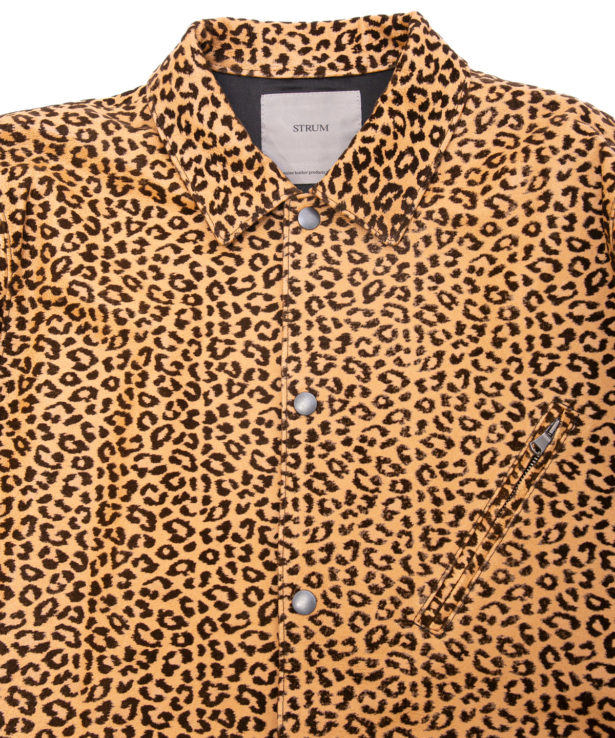 Leopard Flock Printed Pig Suede B.STAR Coach Jacket - BROWN LEOPARD