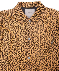 Leopard Flock Printed Pig Suede B.STAR Coach Jacket - BROWN LEOPARD