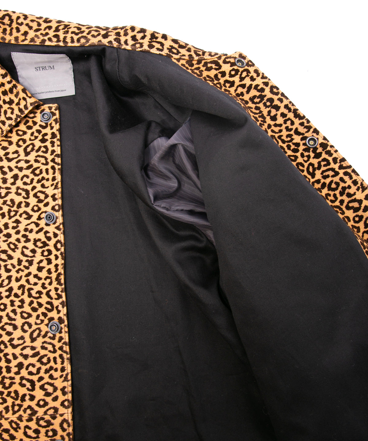 Leopard Flock Printed Pig Suede B.STAR Coach Jacket - BROWN LEOPARD