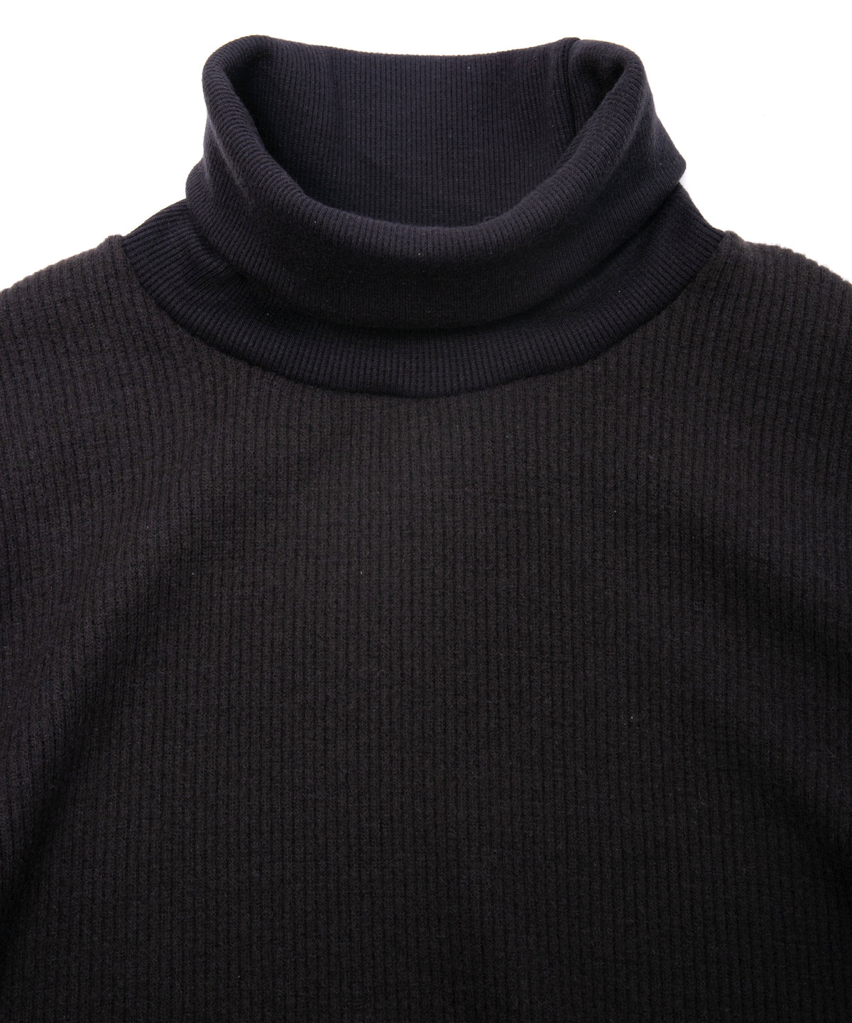 Acrylic Wool Knit Turtleneck Cut&Sew - DARK GRAY