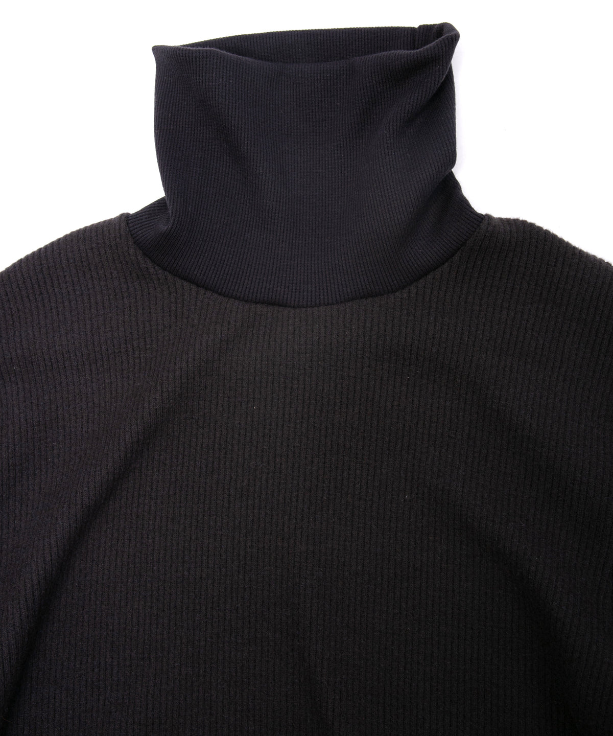 Acrylic Wool Knit Turtleneck Cut&Sew - DARK GRAY