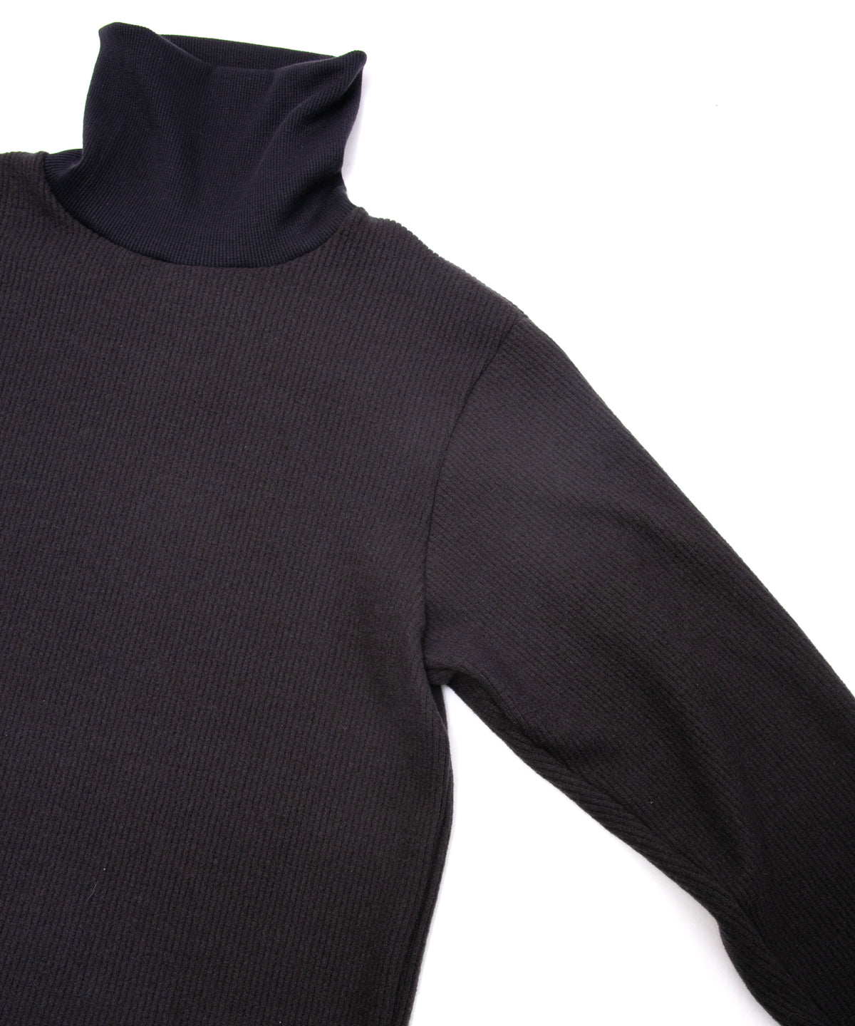 Acrylic Wool Knit Turtleneck Cut&Sew - DARK GRAY