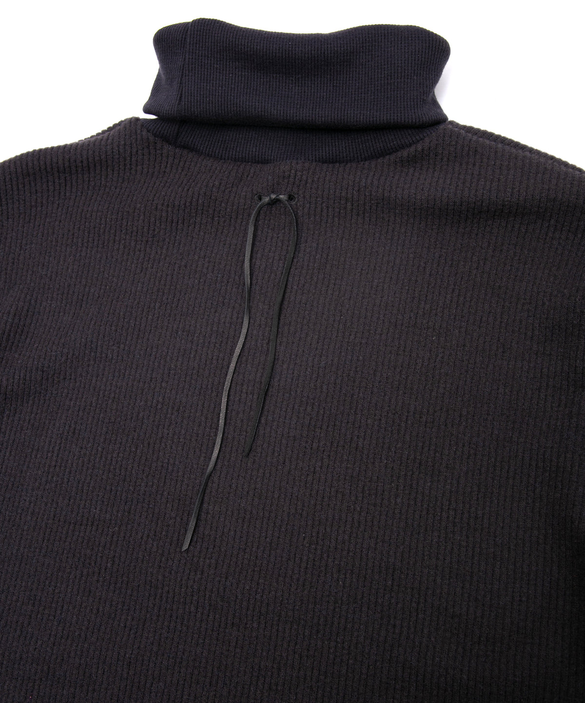 Acrylic Wool Knit Turtleneck Cut&Sew - DARK GRAY